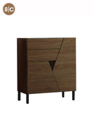 Mijo 2-Door Shoe Cabinet (Black + Walnut)