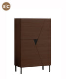 Mijo 3-Door Shoe Cabinet (Black + Walnut)