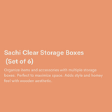 Sachi Clear Storage Boxes with Wood Cover (Set of 6)