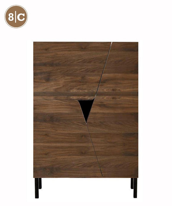 Mijo 3-Door Shoe Cabinet (Black + Walnut)