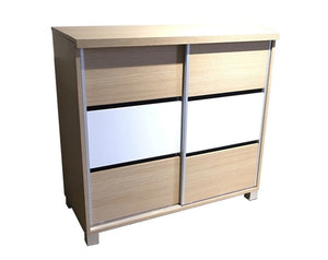 ULMA SLIDING SHOE CABINET 0.9M (NEW BARLEY OAK-WHITE)